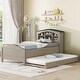 preview thumbnail 2 of 12, Sturdy Construction, Twin Size Wood Platform Bed with House-shaped Storage Headboard and Trundle