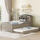 preview thumbnail 2 of 12, Twin Size Wood Platform Bed with House-Shaped Headboard and Trundle