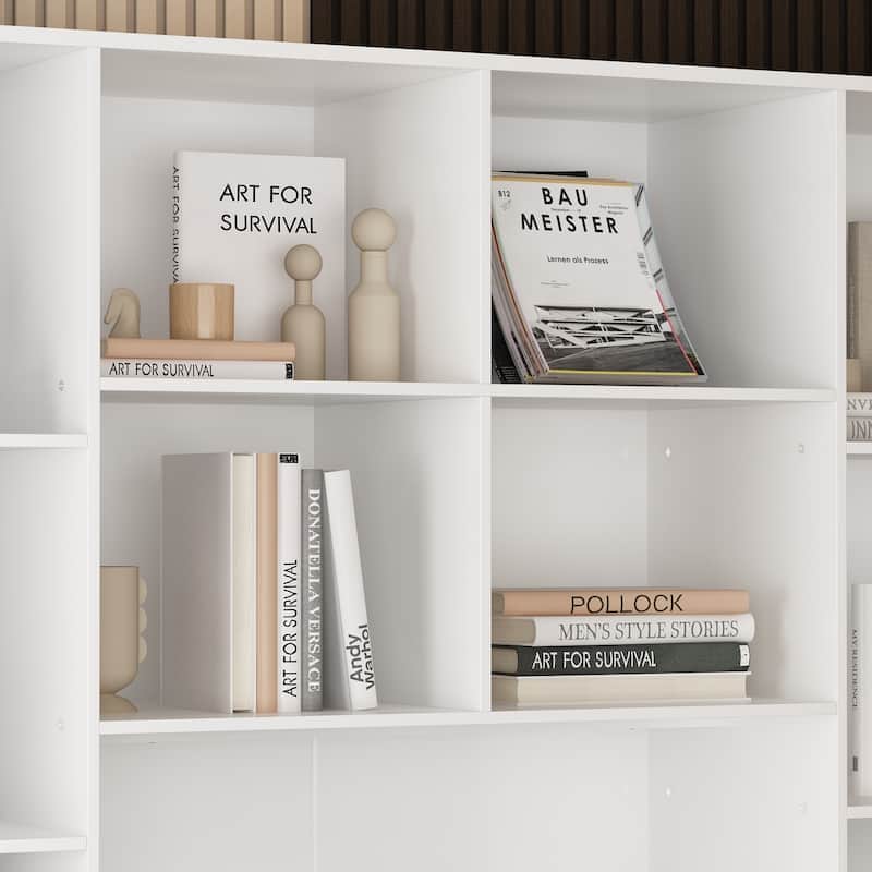 Wood Large Bookshelf Furniture for Bedroom Home Office Living Room - 78.7"H x 63"W