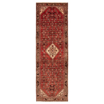 ECARPETGALLERY Hand-knotted Andelz Light Red Wool Rug - 3'5 x 10'10