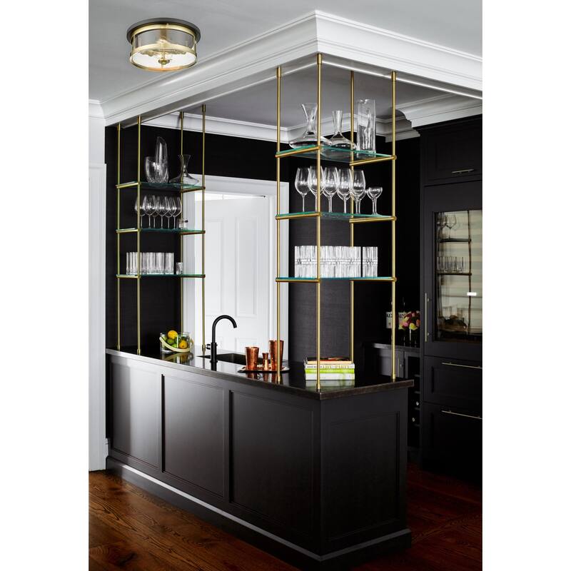 2 Light Gold & Black Semi Flush Mount