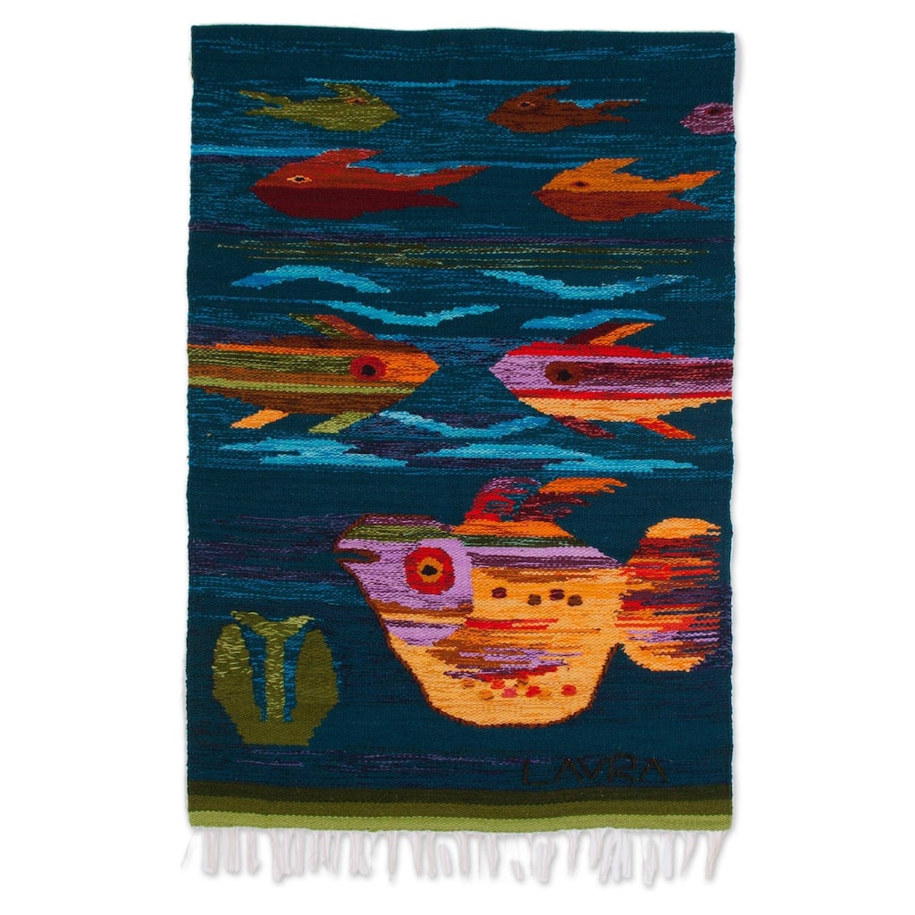 Handmade Colorful Aquarium Wool tapestry (Peru)