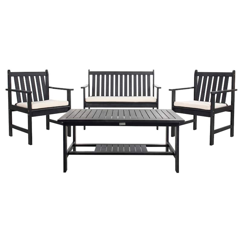 SAFAVIEH Outdoor Ainsley Acacia Wood 4-Piece Furniture Set - 41Wx24Dx18H