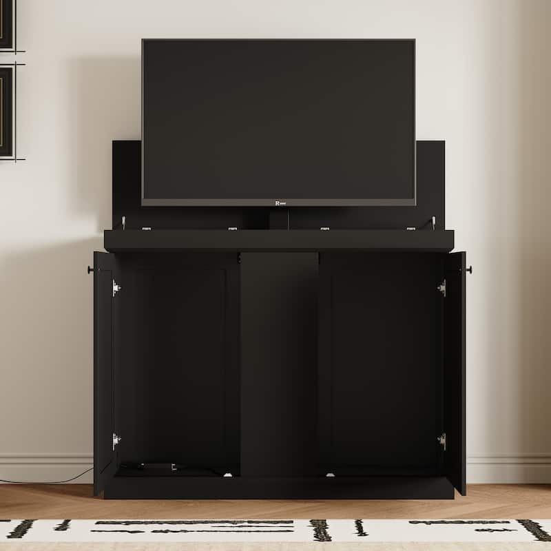 Electric Lift TV Cabinet with Remote Control Fits 50 Inch TVs Modern Media Console