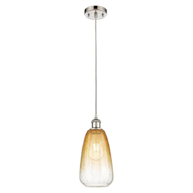 Innovations Lighting Endless Possibilities Ballston - Brookhaven Almond - 1 Light 6" Cord Hung Mini Pendant - Polished Nickel/Amber