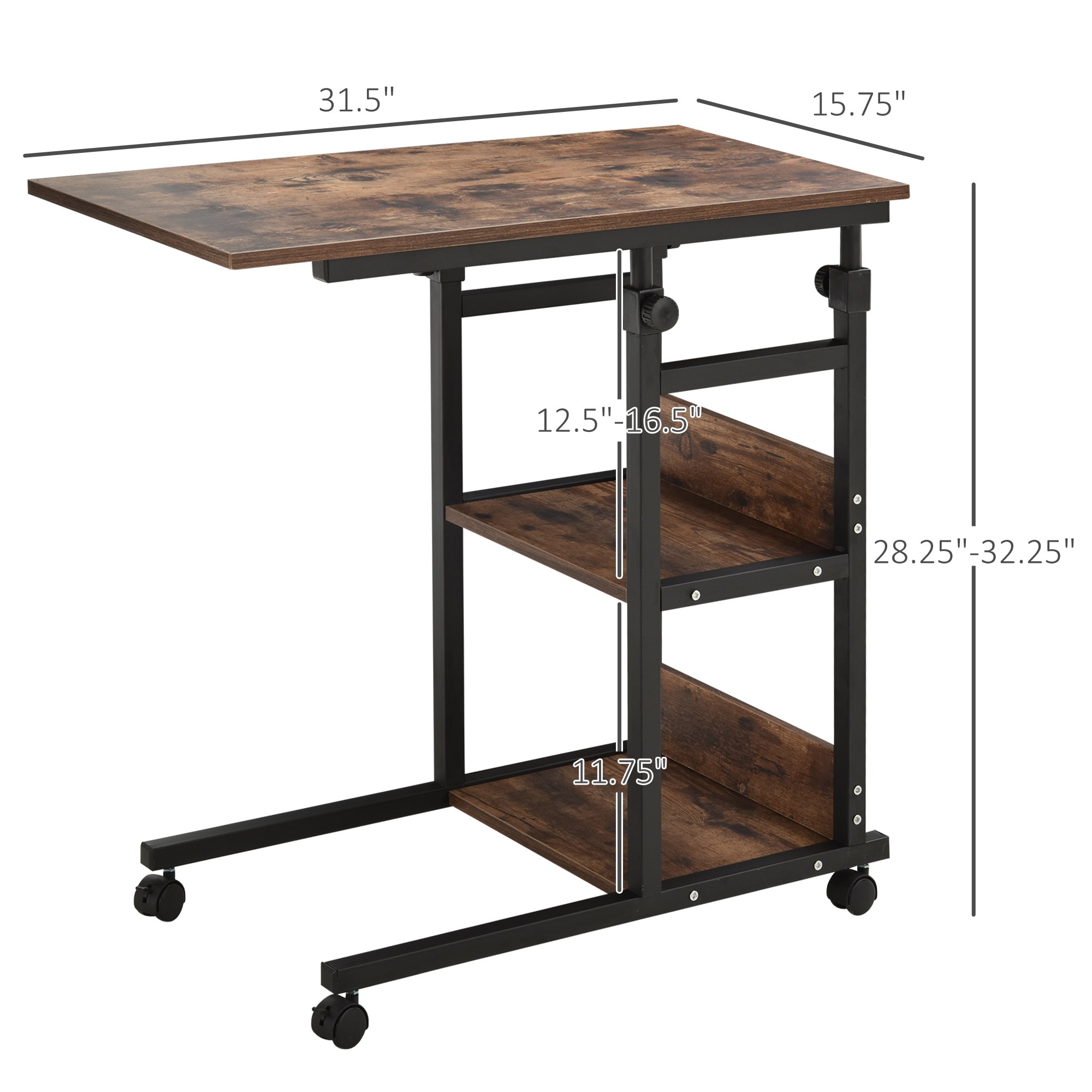 White Movable Over-bed End Table Computer Desk Laptop Stand Rolling Cart with Storage Basket for Home Couch Bedroom Office Workstation Hospital Ejoyous Height Adjustable Sofa Side Table with Wheels 
