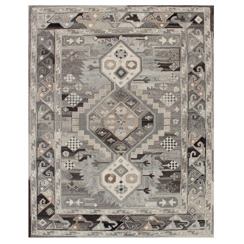 Hand Tufted Southwestern Non Skid Stain Resistant Area Rug - 96' X '60' X '0.5