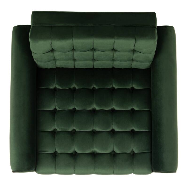 SAFAVIEH Nansy Contemporary Tufted Velvet Accent Chair - 32.7" x 31.5" x 28.4" - 34Wx31Dx29H