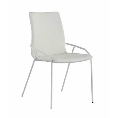 Somette Contemporary White Upholstered Side Chair, Set of 4