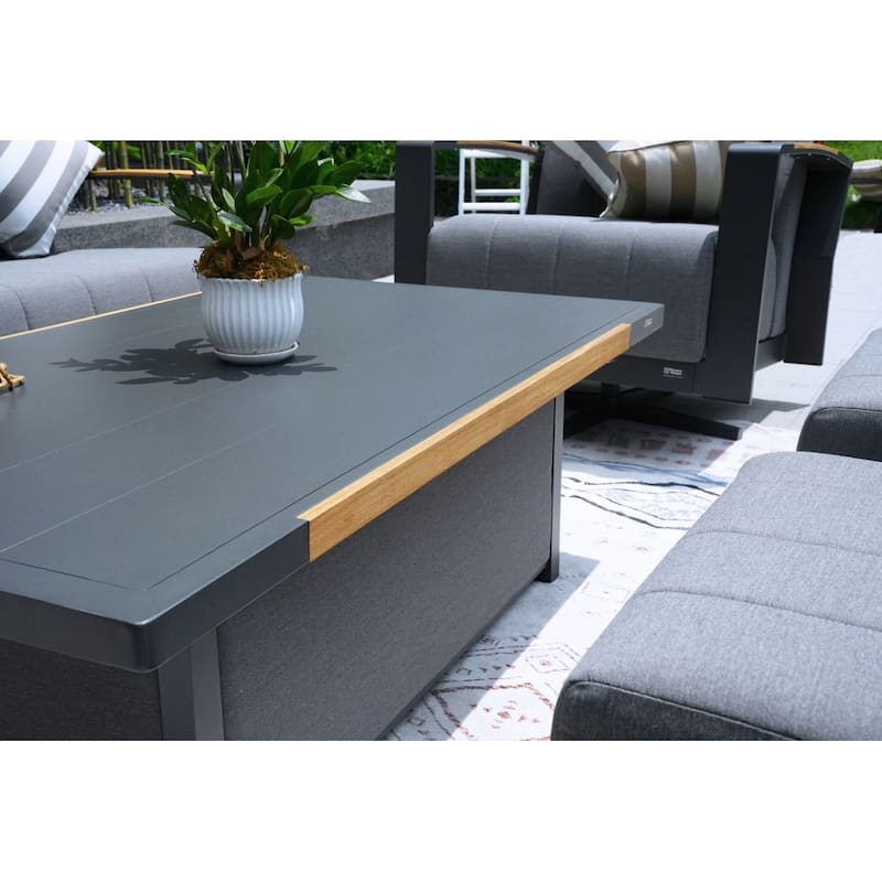 Outdoor Indoor Aluminum Patio Sofa with Coffee Table Collection ,Grey(You can choose one set or a single piece)