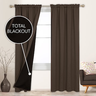 Deconovo 100% Full Blackout Double-Layer Rod Pocket Curtains (2 Panels)