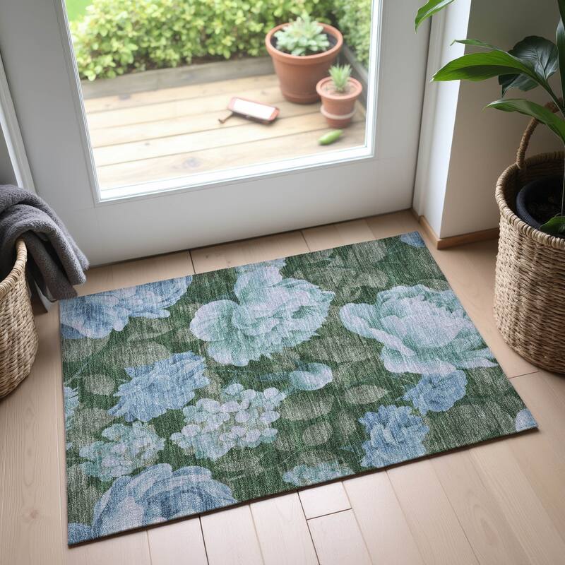 Premium Washable Super Soft Floral Mayfield Rug - Sky - 1'8" x 2'6"
