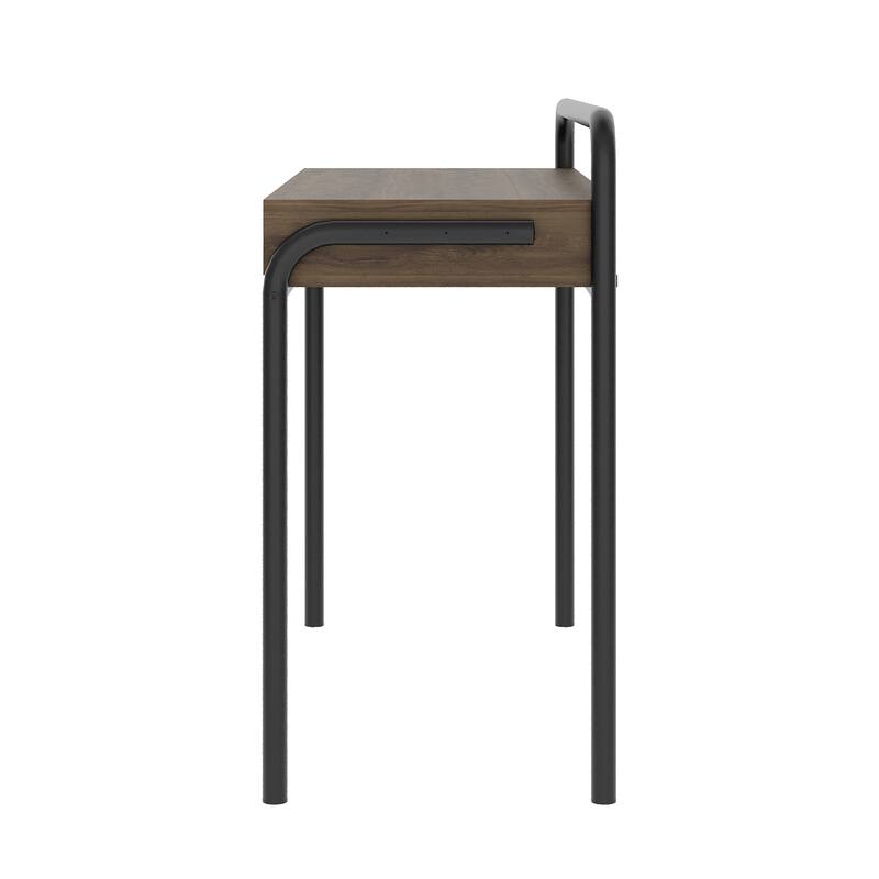 Sophisticated Walnut Writing Desk with Open Shelves and Sturdy Frame