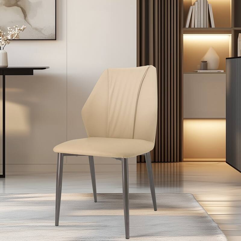 Dining Chairs Set of 2, Modern Kitchen Dining Room Chairs, Upholstered Faux Leather Cushion Seat and Sturdy Metal Legs
