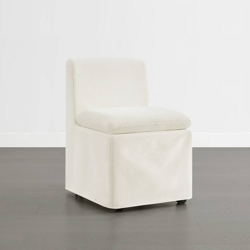 Spruce & Spring Modern Upholstered Dining Chair with Casters, Removable Washable Slipcover - Set of 2 - Linen