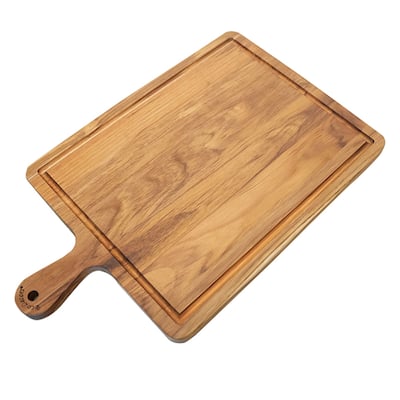 EcoDecors 19" x 12" Teak Cutting Board with Juice Groove & Handles, 100% FSC Certified Edge Grain Wood