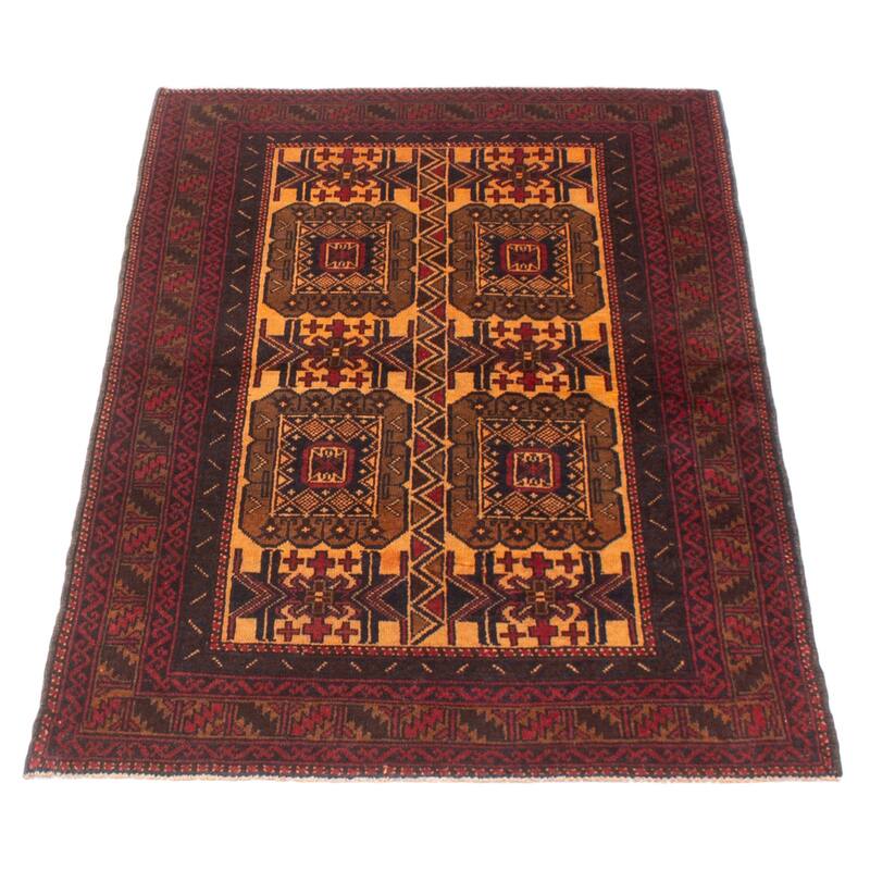 ECARPETGALLERY Hand-knotted Baluch Beige Wool Rug - 3'5 x 5'6