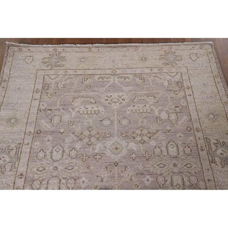 Hand Knotted Oriental 100% Wool Carpet Transitional All-Over Brown Oushak Area Rug - 6' 6'' X 4' 0''