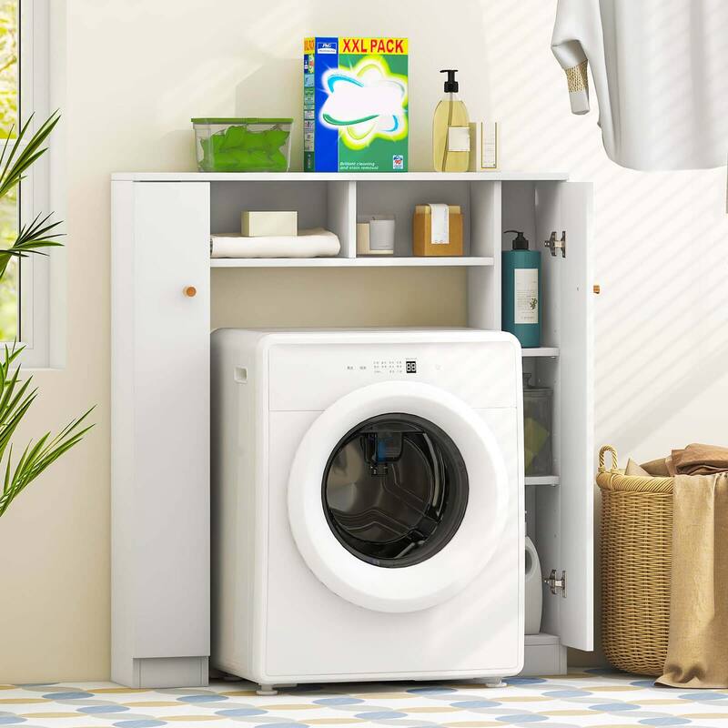 Costway Over The Toilet Storage Cabinet Double Door Bathroom Toilet - See Details