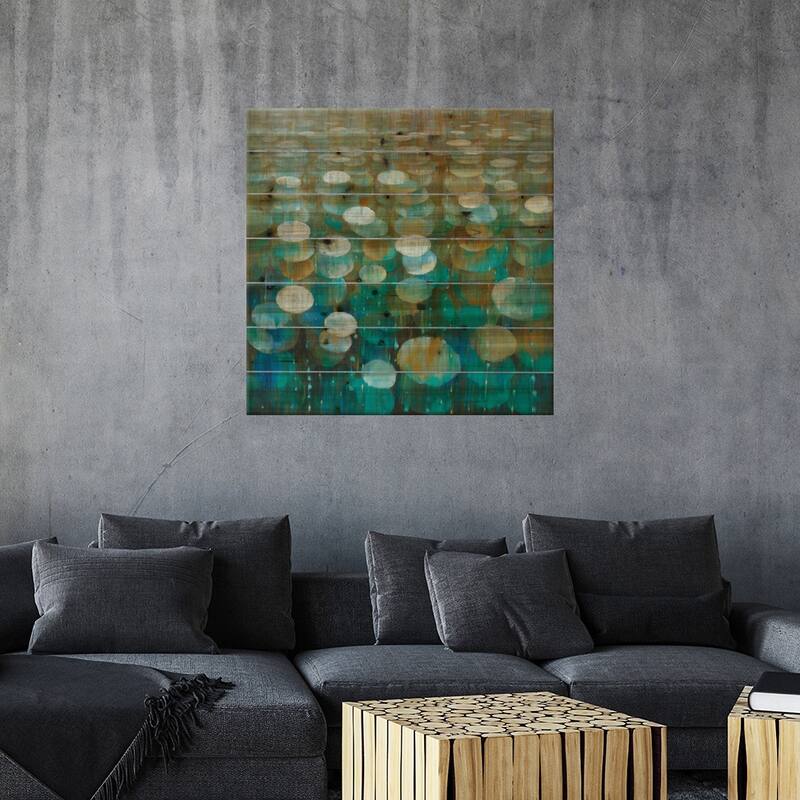Rain Drops Print On Wood by Danhui Nai - Multi-Color