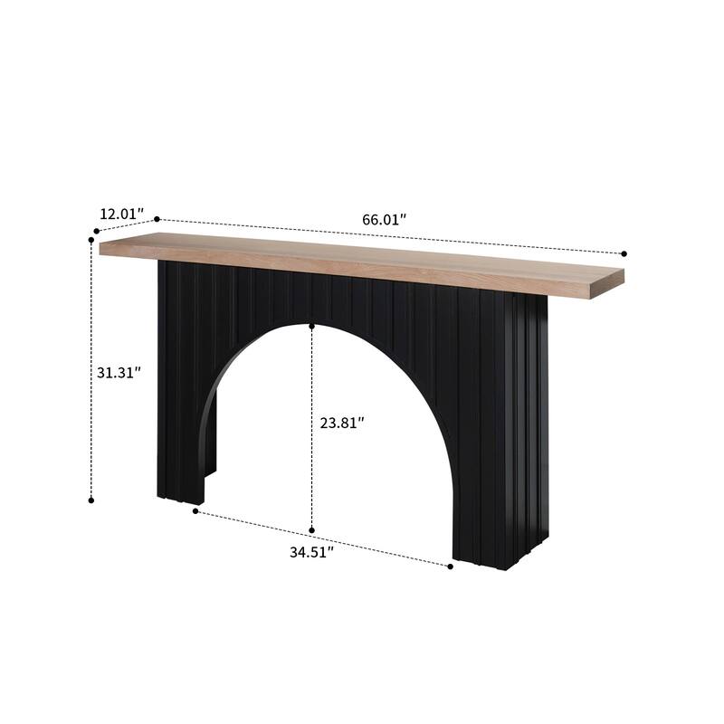 Mid-century console with artistic style, featuring a wooden frame suitable for living room corridors