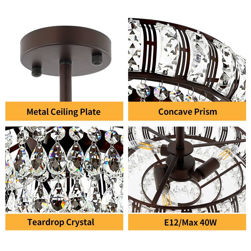 GetLedel 3-Light Empire Crystal Chandelier