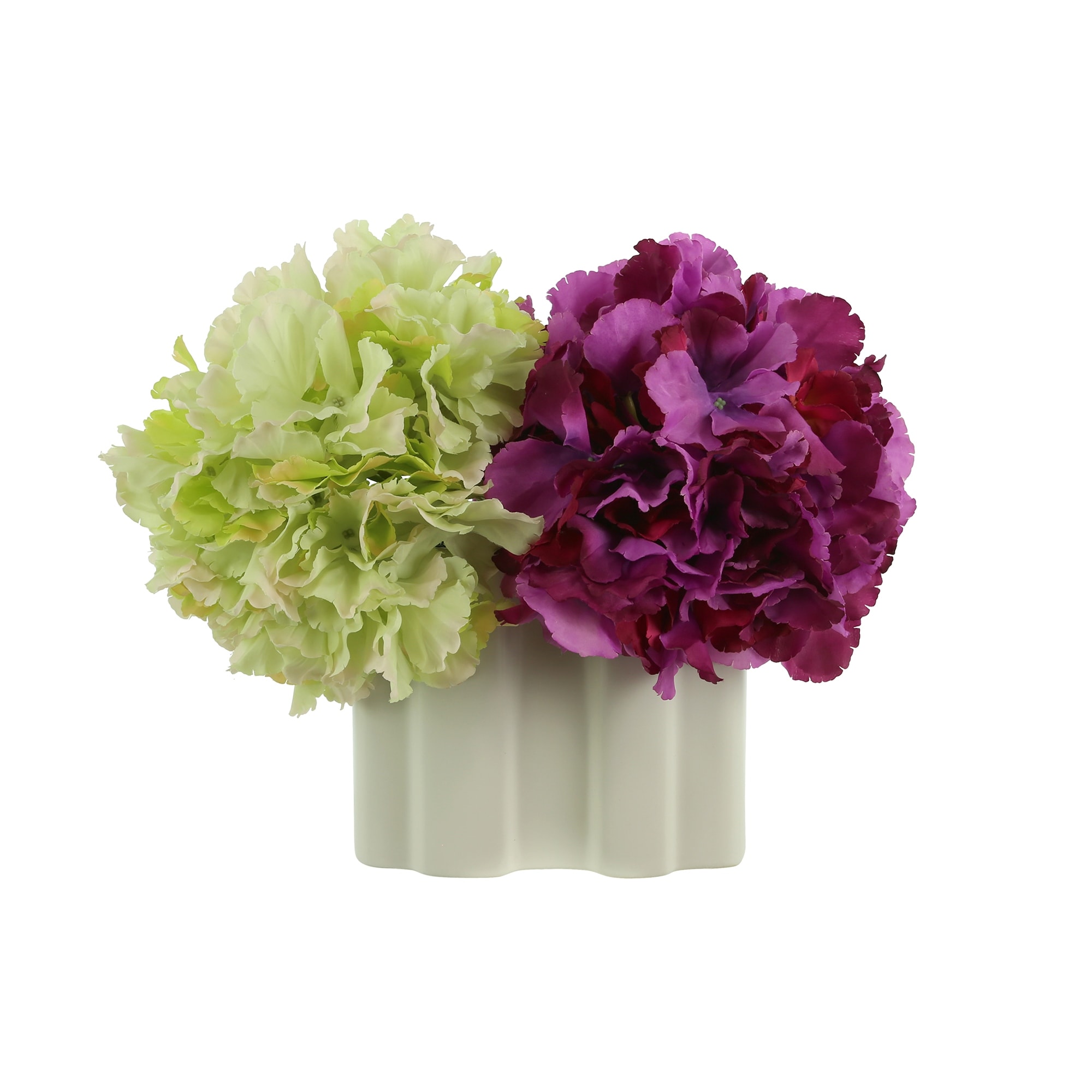 Hydrangeas Arranged in a Rectangular Ceramic Vase - Bed Bath
