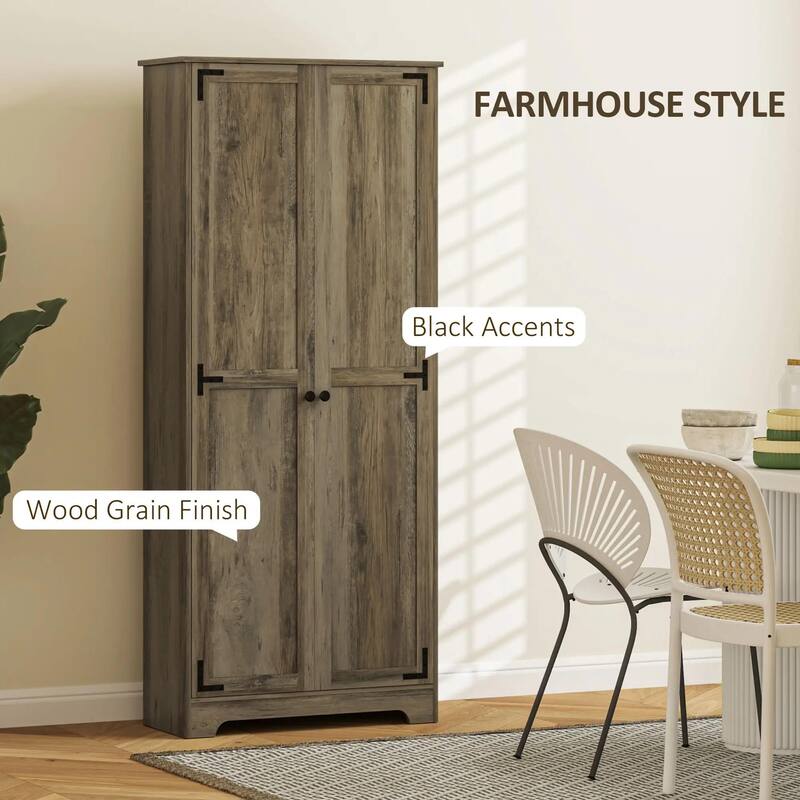 72" Farmhouse Pantry Cabinet, Freestanding Food Pantry Cabinet