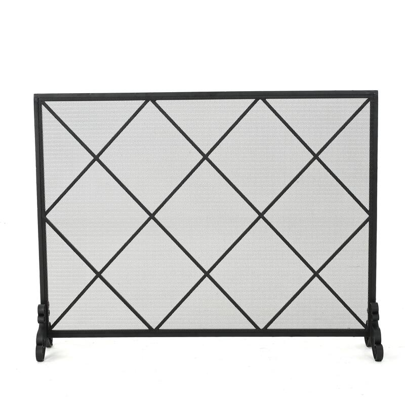 Roomfitters Modern Geometric Fireplace Screen, Single-Panel Design with Stylish Circle Patterns and Durable Mesh