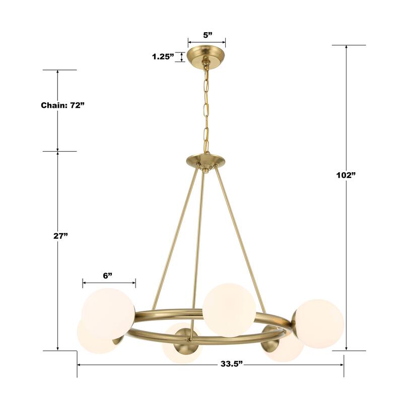 6 Light Gold Chandelier