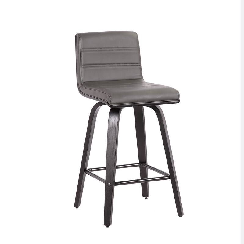 HomeRoots 26" Gray and Black Fabric and Iron Low Back Counter Height Swivel Bar Chair