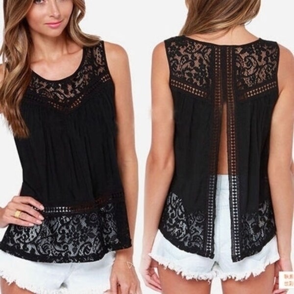 black lace tank top outfit