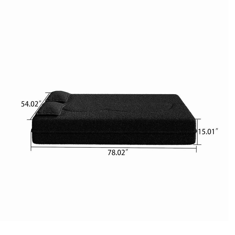 Modern Minimalist Compressed Upholstered Convertible Two-Seater Sofa Bed with 2 Pillows