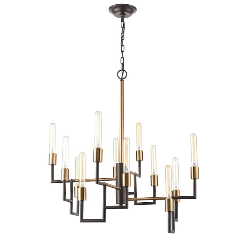 Elk Home Congruency Oil Rubbed Bronze Metal 12 Light Chandelier - Oil Rubbed Bronze, Satin Brass