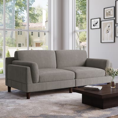 90.2"W Corduroy Upholstered 2 Seater Living Room Sofa