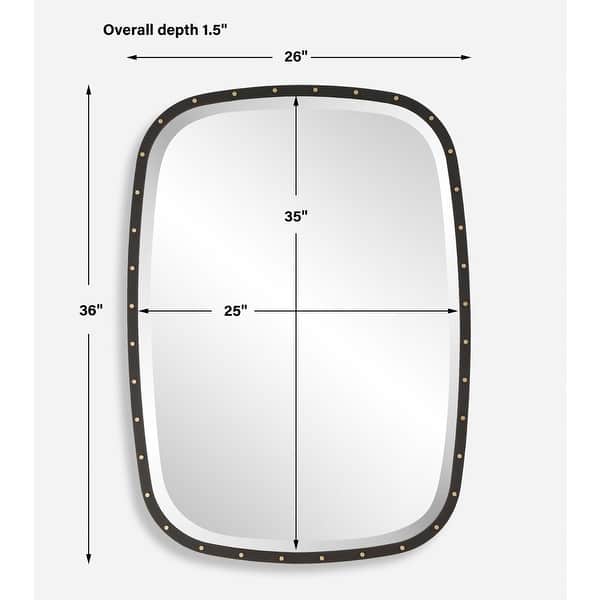 Industrial Wall Mirror - 36" - Matte Black Finish