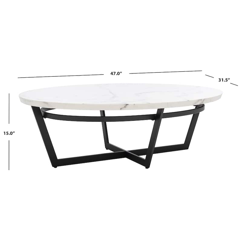 SAFAVIEH Corene White Marble/ Black Oval Coffee Table - 47.5" W x 31.5" L x 15" H - 48Wx32Dx15H