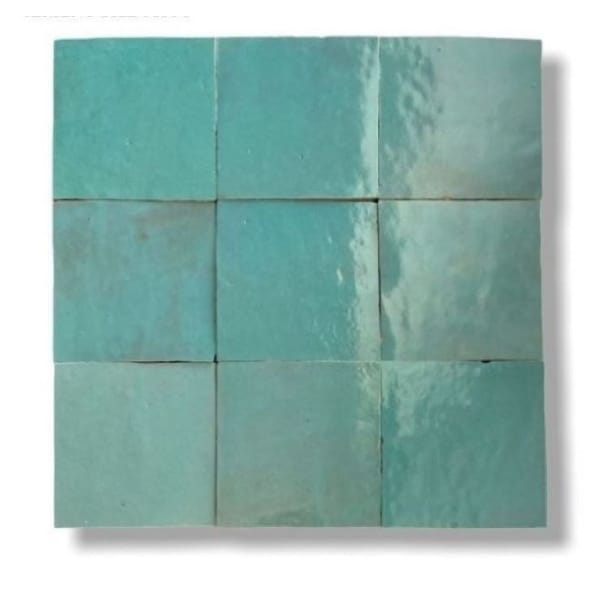 Handmade 4x4-in Moroccan Mosaic Solid Color Sea Green - Bed Bath
