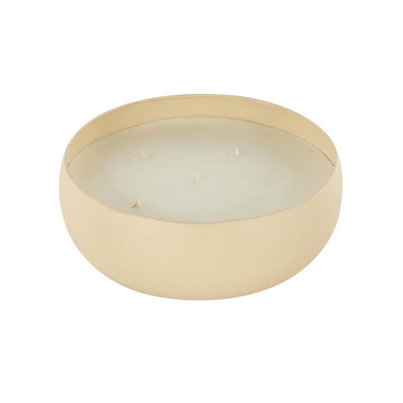 Beige, Black or Cream Metal Scented Textured 63oz 5 Wick Decorative Candle with White Wax