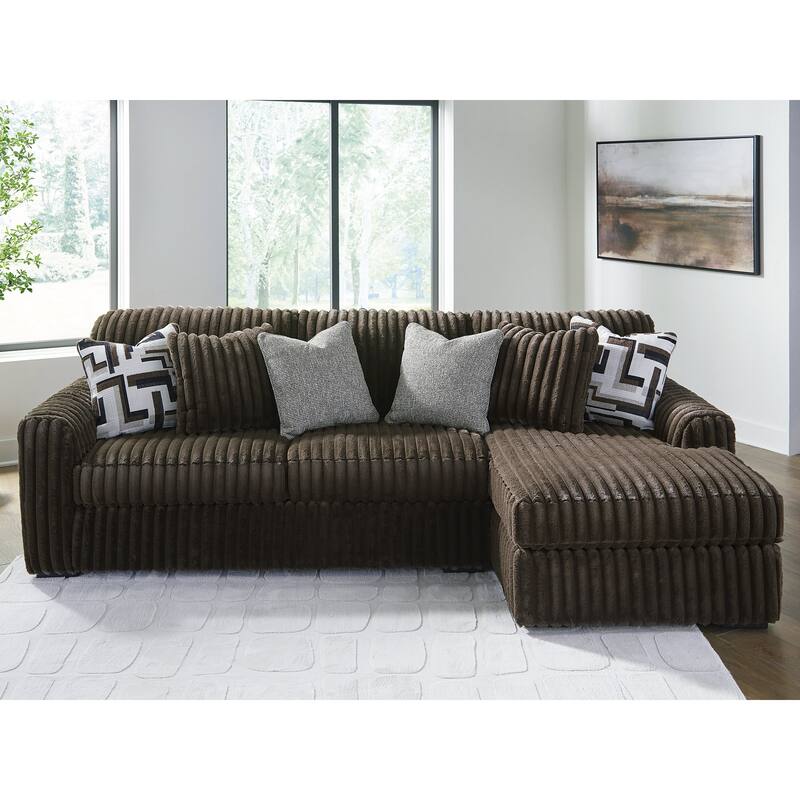 Signature Design by Ashley Midnight-madness Brown 2-Piece Sectional Sofa with Chaise - 120" W x 65" D x 40" H - Right Facing
