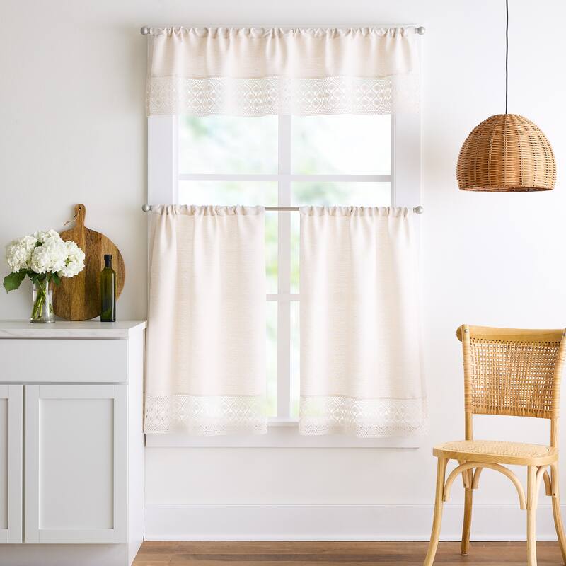 Peri Home Bahia 3-piece Valance and Tiers Set - Linen