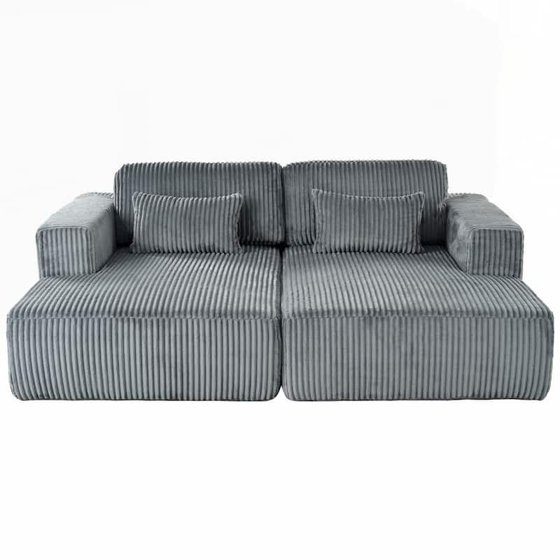 Corduroy Double Sofa Bed with 2 Pillows