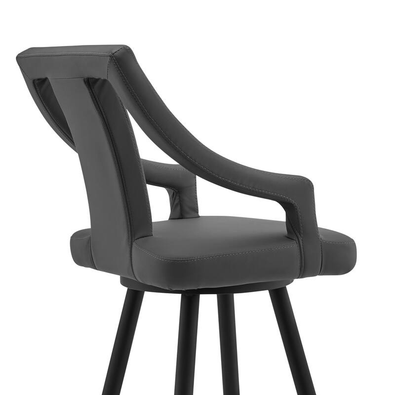 Maxen 26" Grey Faux Leather and Stainless Steel Swivel Counter Stool