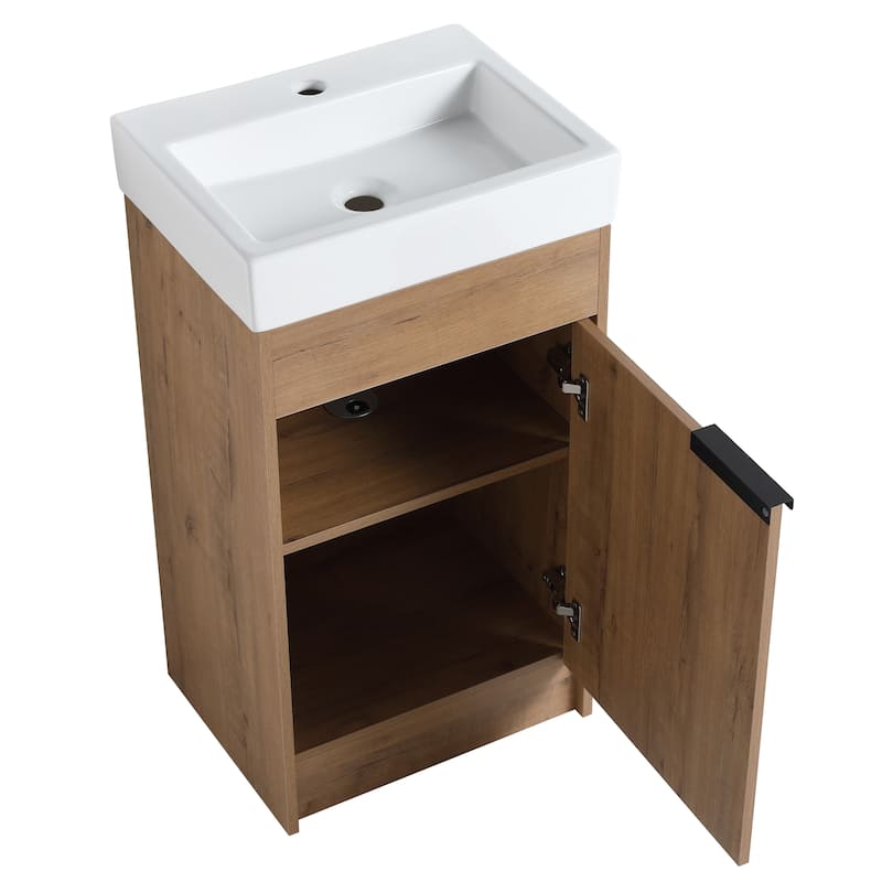 BNK 16/18 inch Freestanding Bathroom Vanity with Single Sink and Soft Close Door