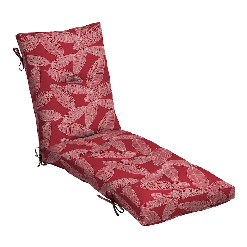 ARDEN Outdoor Plush Modern Tufted Chaise Cushion, 76 x 22 - Red Leaf Palm
