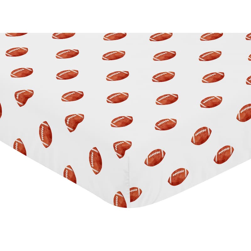 Sweet Jojo Designs Brown and White Football Boy Fitted Crib Sheet - for the Vintage Foot Ball Sports Themed Footballs Collection