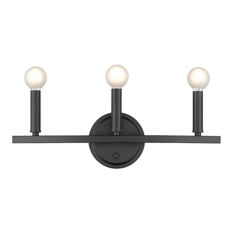3-Light Bathroom Vanity Wall Light in Matte Black with Dimmable Hardwired Fixture and E12 Compatible - 6.63" H x 18" W x 4" D