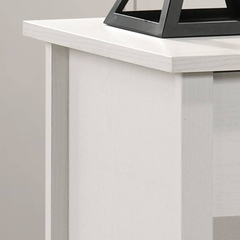 White 1-Drawer Nightstand with Open Shelf and Metal Handles