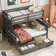 preview thumbnail 1 of 12, Twin over Full Bunk Kids Bed Frame with 2-Storage Drawers, Sturdy Slanted Ladder, No Box Spring Required, Easy Assembly, Grey