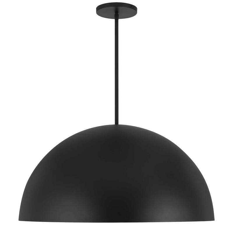 HomeRoots 32" Black Aluminum Dome LED Dimmable Outdoor Pendent Hanging Light - 31.50' X '15.88' X '31.50